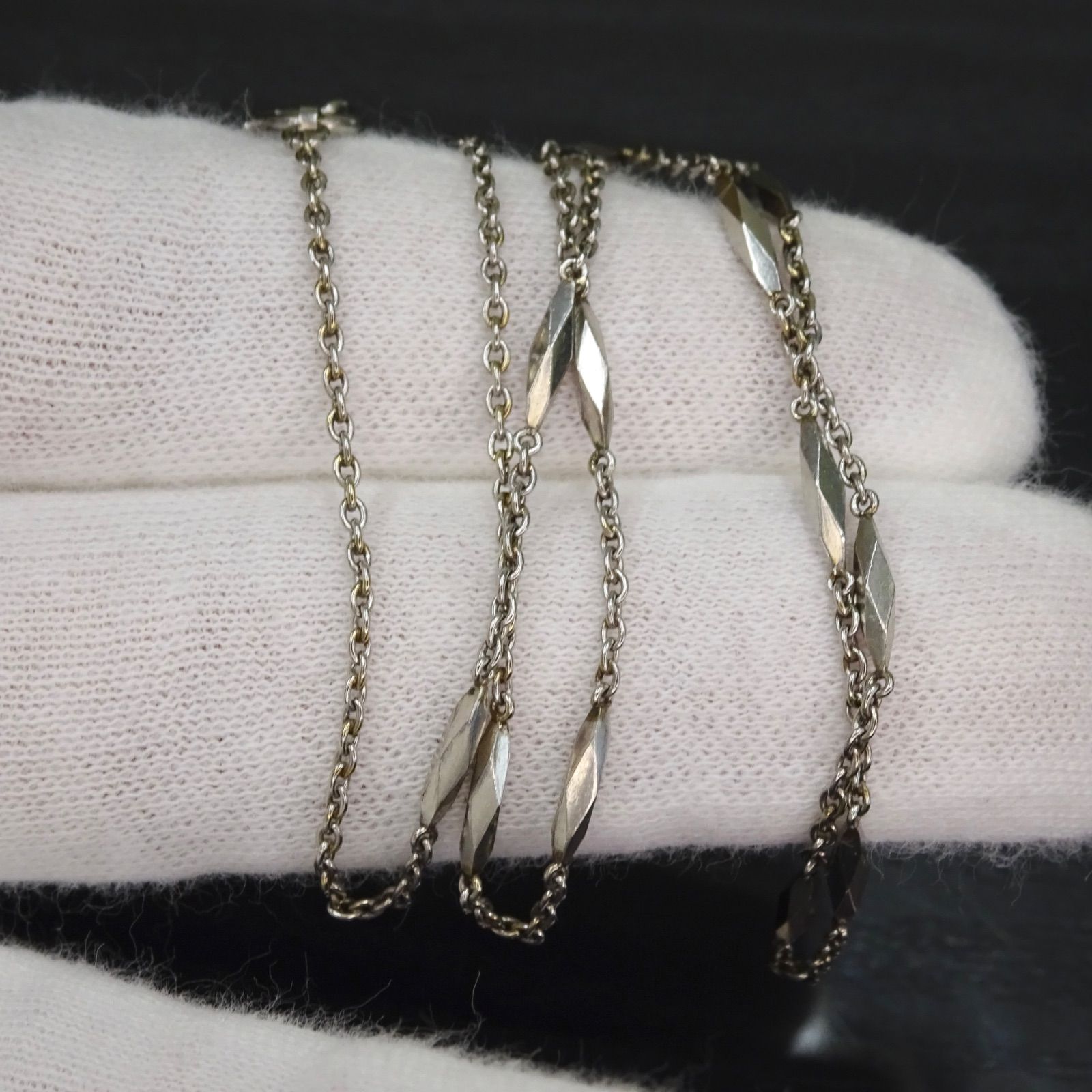 プラチナ PM 切子 キリコ デザイン チェーン ネックレス 40.0cm 総重量