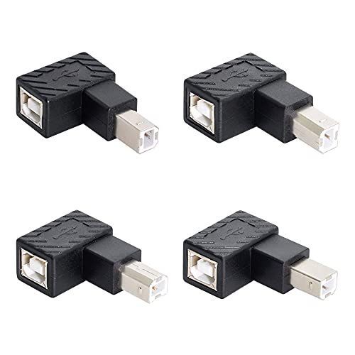 タイプBアダプター×4。 xiwai USB 2.0 Bタイプ オス-メス 延長アダプター 水平垂直角度 90度 ディスクスキャナー用 4個