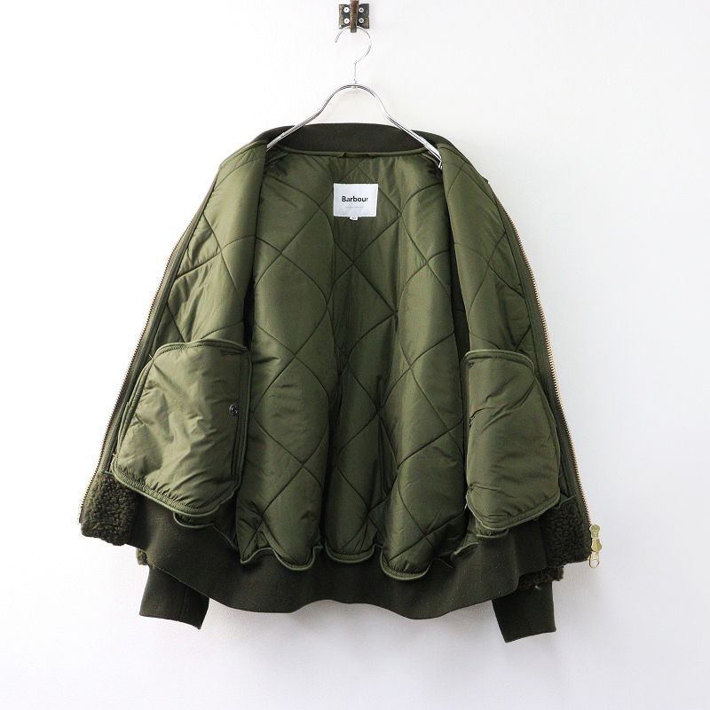 バブアー Barbour ボアキルトボンバージャケット 10/カーキ フリース ジップアップ ブルゾン【2400014376708】 バブアー Barbour ボアキルトボンバージャケット 10/カーキ
