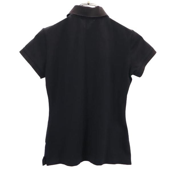 バーバリーブルーレーベル ロゴ刺繍 半袖 ポロシャツ 38 黒 BURBERRY