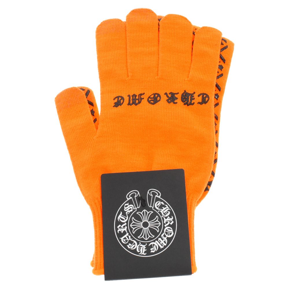 CHROME HEARTS クロムハーツ ロゴプリント軍手グローブ ブラック