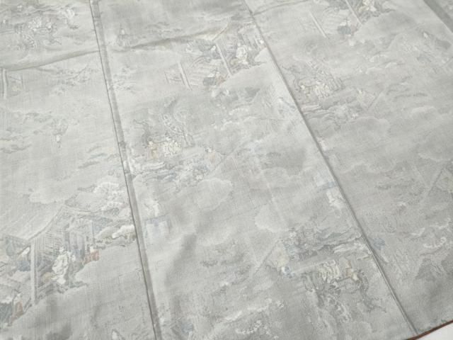 平和屋着物○本場大島紬 白大島 雲取り平安人物文 正絹 逸品