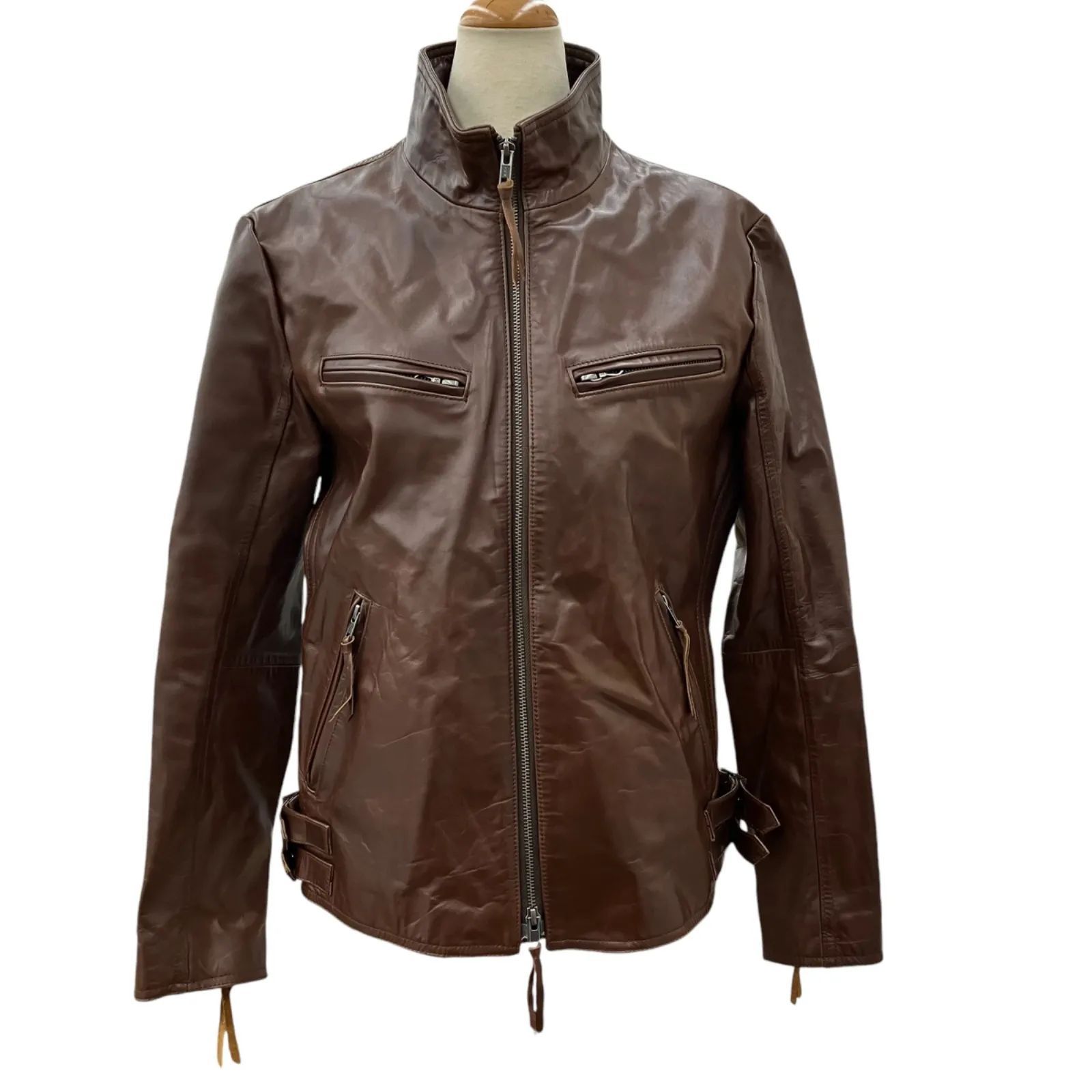 送料無料】美品 Haruf シングルライダース Mサイズ 革ジャケット 馬革 