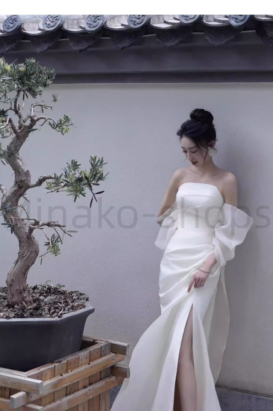 二次会ドレス花嫁 オフショルダー