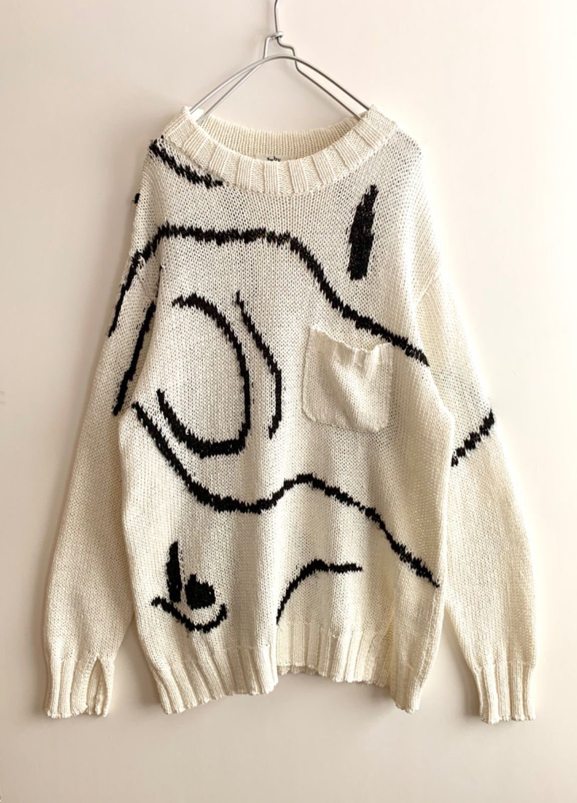 Saby サバイ INTARSIA C/N KNIT Hand Drowing By Tsuchida Ayumi