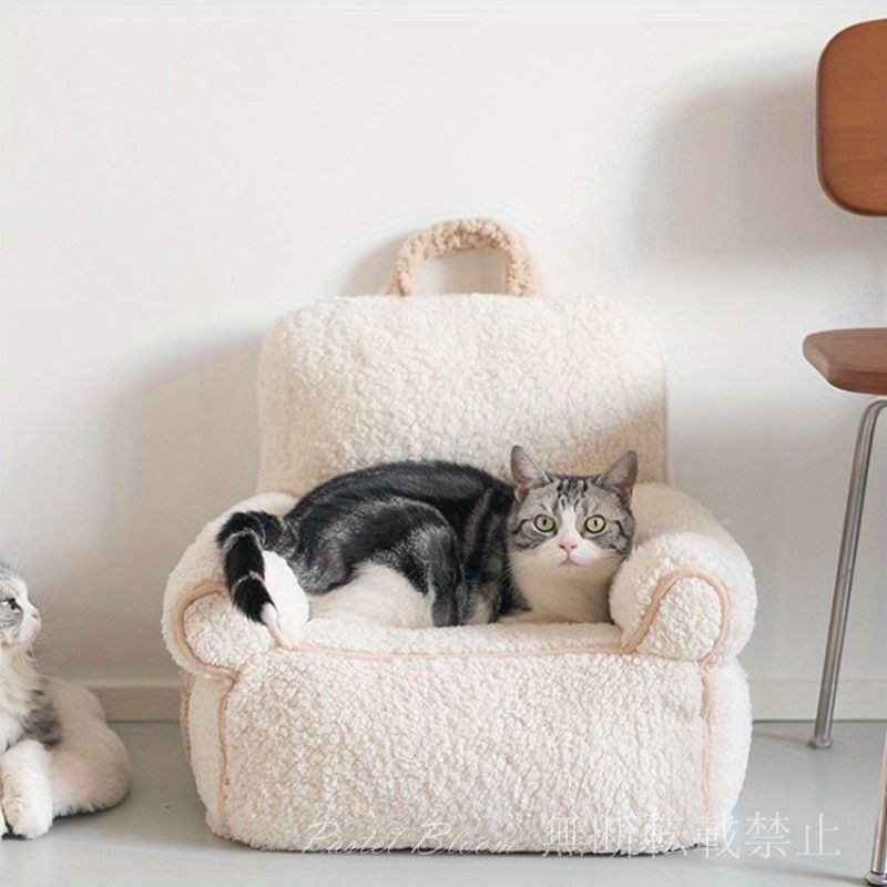 猫ソファ ペットベッド 犬ソファ 取り外し コットン プラッシュ ペットラウンジャー 暖かい 冬用 柔らかい コットン 小型犬 中型犬