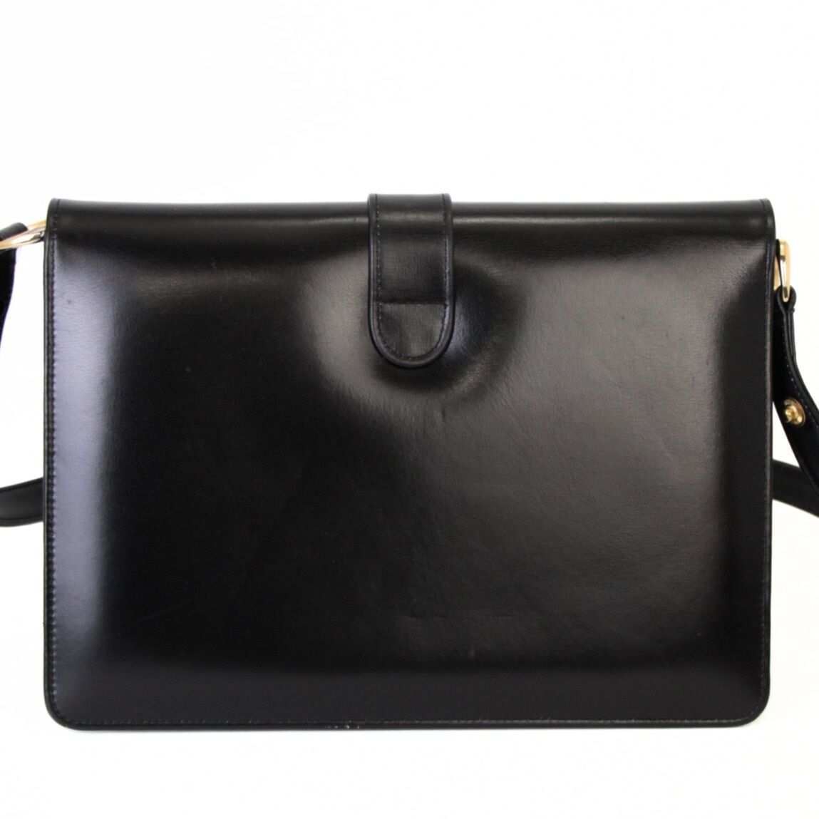 Vintage Celine 馬車金具レザーショルダーバッグ ブラック CELINE/セリーヌ】 馬車金具 ヴィンテージ ショルダーバッグ