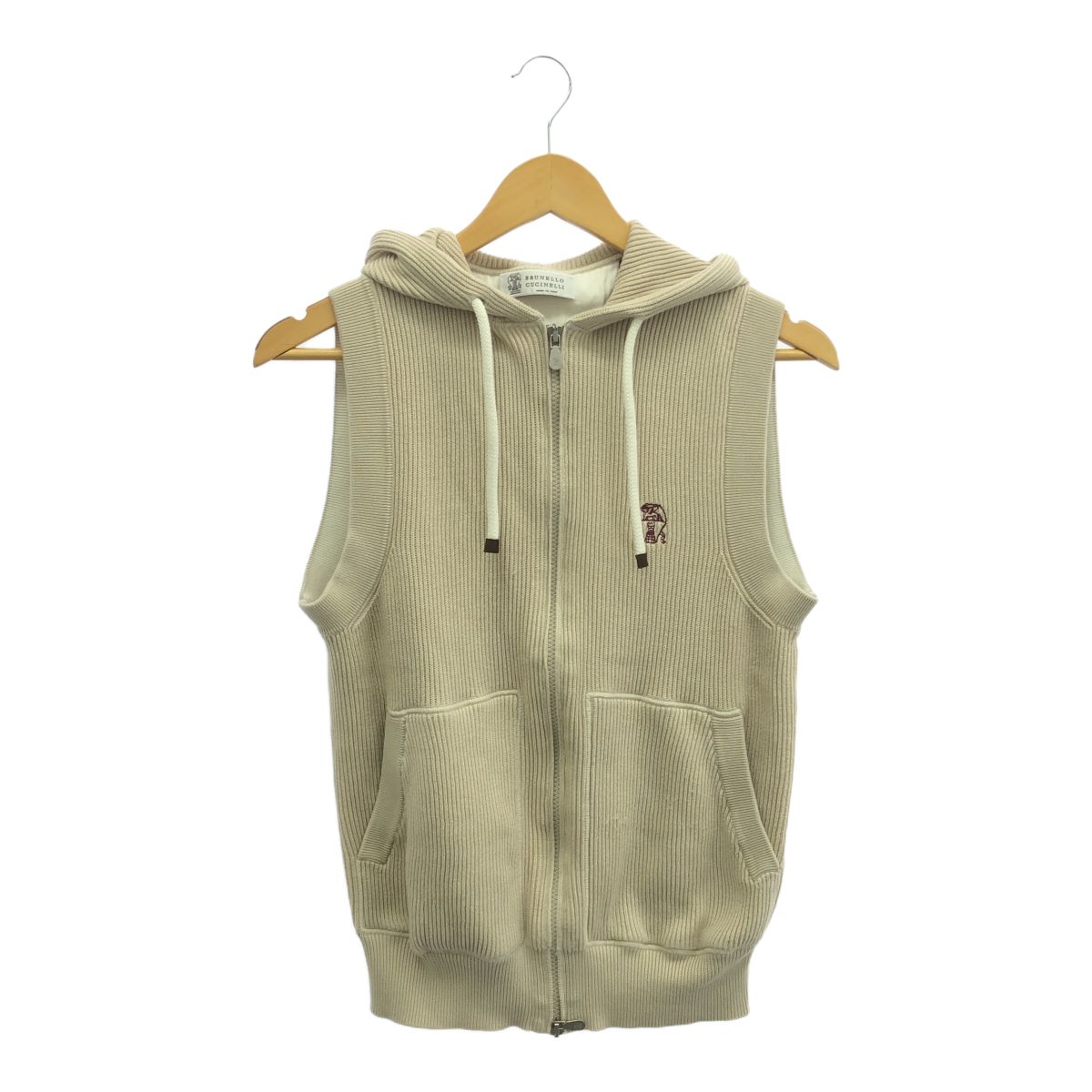 ブルネロクチネリ　ジップアップベスト　ポケット付き　ベージュ　サイズL程度 BRUNELLO CUCINELLI ブルネロクチネリ ジップアップ ニット