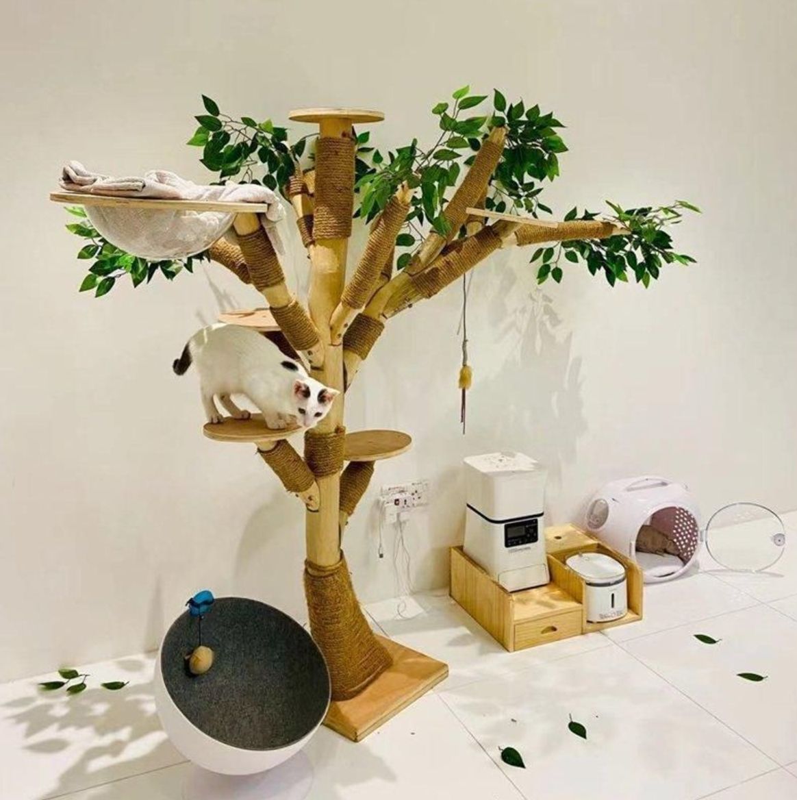 キャットタワー 木製 猫の木 猫登山 猫の活動ツリー 無垢材 猫のジャンプ プラットフォーム 猫登山タワー猫の活動木 猫の遊び地域 高80cm