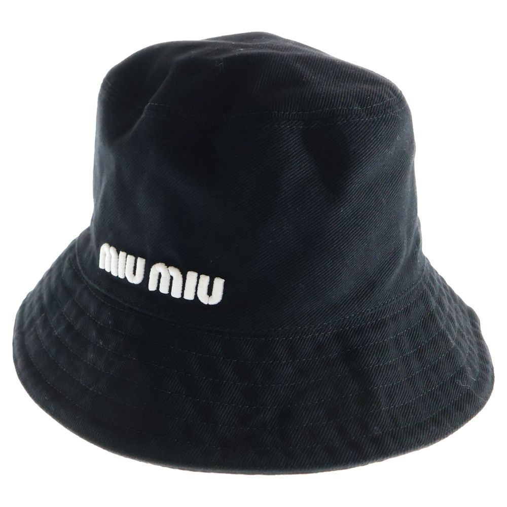 miumiu ミュウミュウ ロゴ キャンバス バケットハット ブラック 5HC196