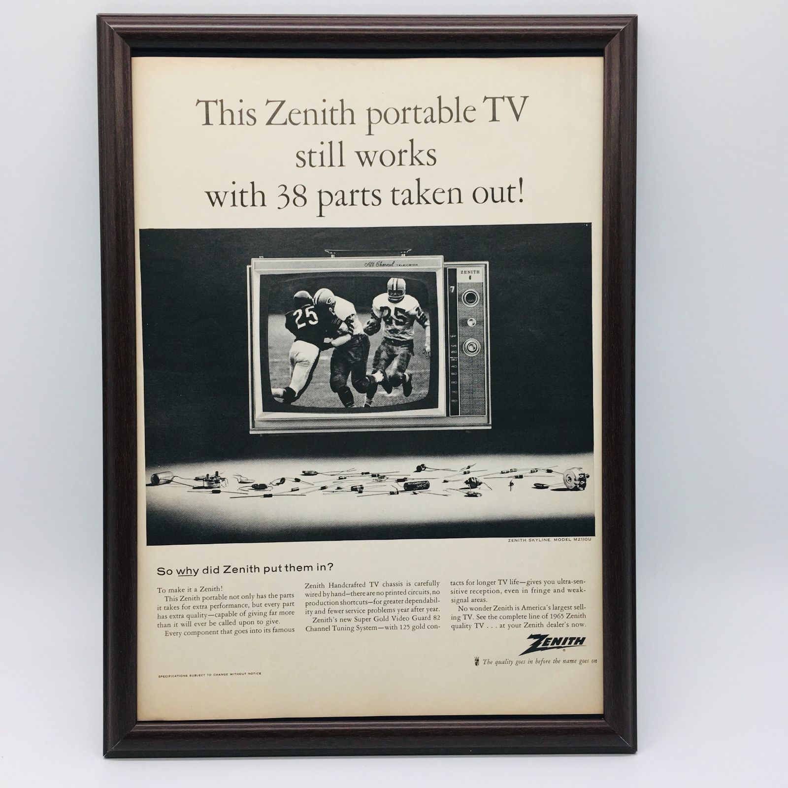 ビンテージ 広告　ポスター 　『 ゼニステレビ 』 1960's　オリジナル　額付 アメリカ　当時物　レトロ 輸入雑貨　ヴィンテージ　アドバタイジング　 アートフレーム　390mm × 283mm ( AZ816 )