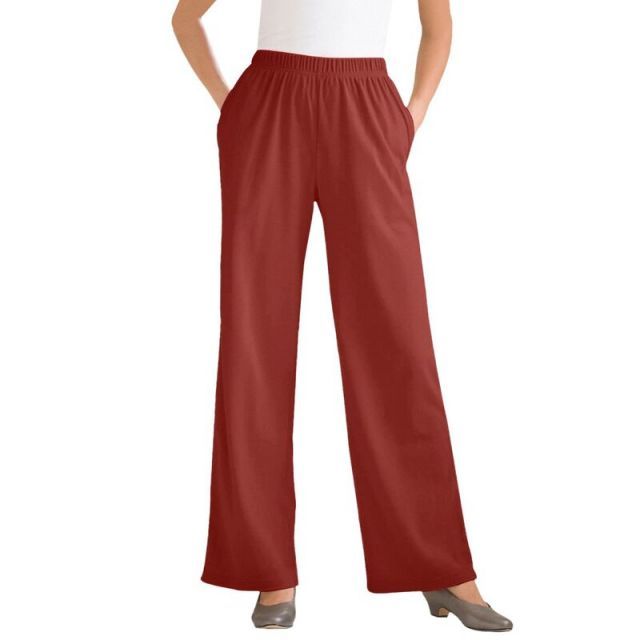 【送料無料】 ウーマン ウィズイン レディース カジュアルパンツ ボトムス Woman Within Women's Plus Size Tall 7-day Knit Wide-leg Pant Red Ochre