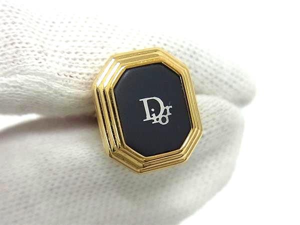 美品クリスチャンディオール　ブローチ　ピンバッジ　リボン　スクエア　ゴールド刻印 □美品□ ChristianDior クリスチャンディオール ロゴモチーフ