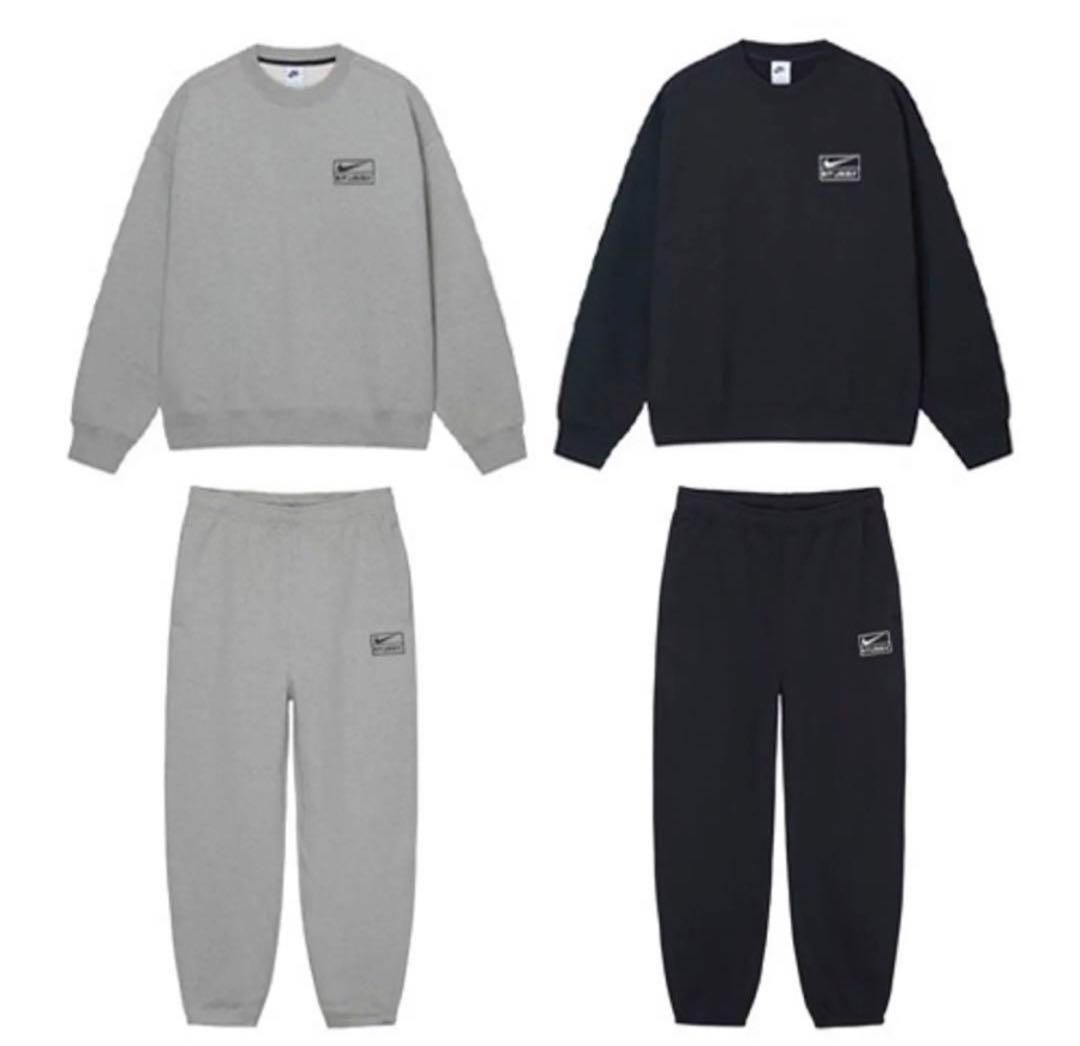 新品 stussy nike スウェットセットアップ ブラック、グレー 裏起毛 