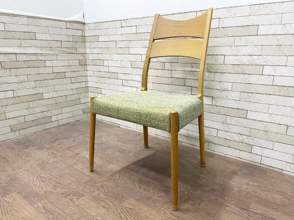 飛騨産業 キツツキマーク アームレスチェア ダイニングチェア 椅子 無垢材 北欧スタイル カバーリング ナチュラル グリーン系(畑563)