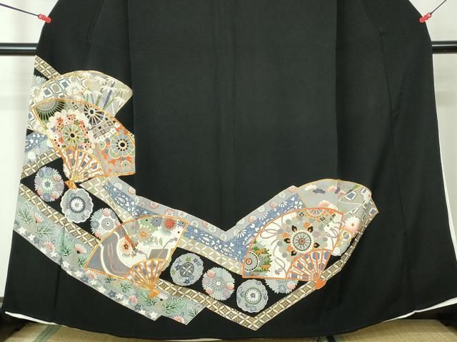 【豪華黒留袖】 駒刺繍❣️風景・金彩 着丈159cm 正絹　逸品 No.452❤️ 豪華黒留袖】 駒刺繍❣️風景・金彩 着丈159cm 正絹 逸品 No.452
