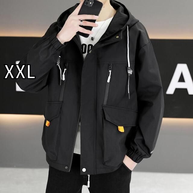 [XXL]メンズ 服 シンプル ファッション オシャレ 大人 かっこいい 大きいサイズ ストリート 紳士服 アサルト ジャケット 春 秋 マルチ ポケット ワークジャケット カジュアル スポーツ フード トップス