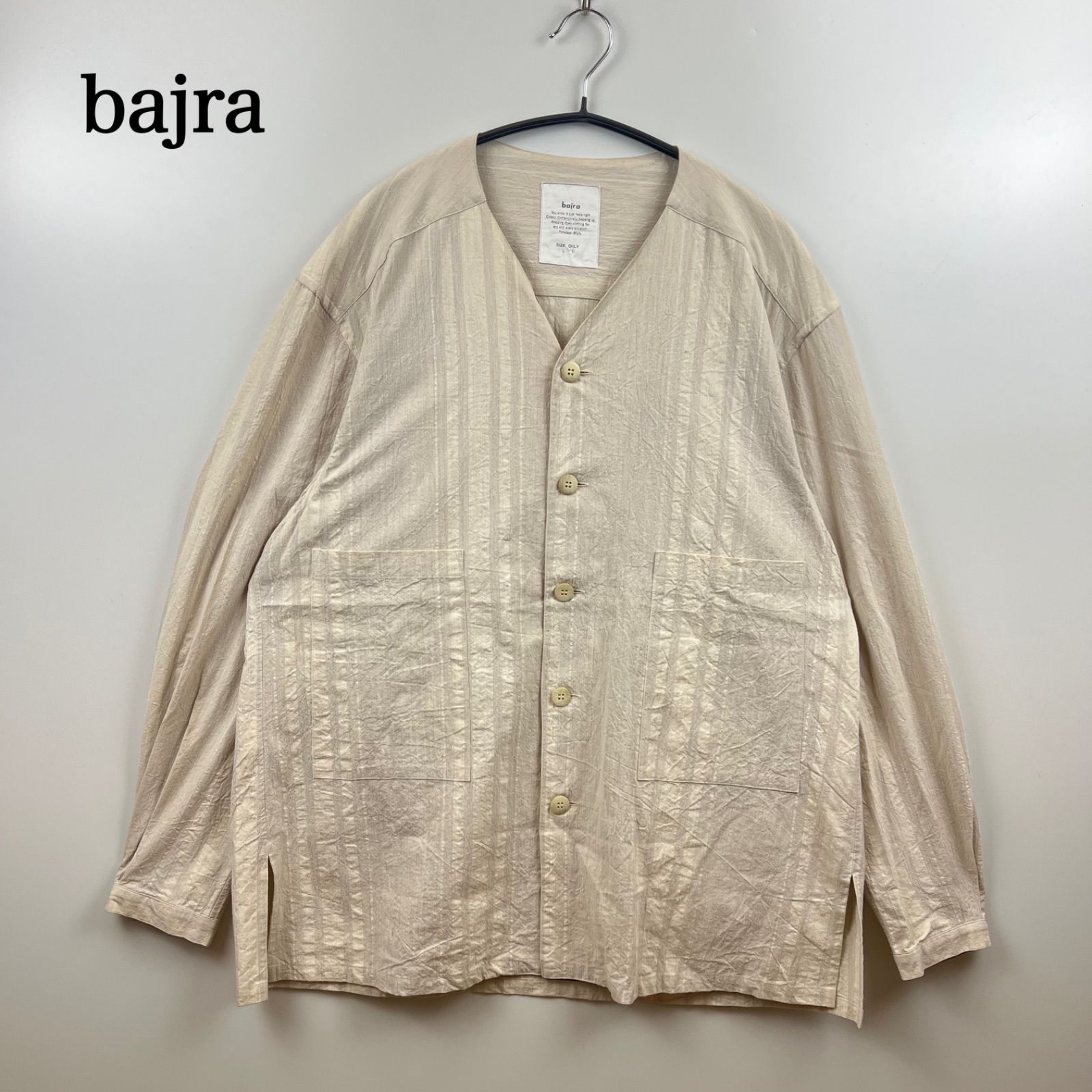 bajra バジュラ ノーカラージャケット ブルゾン コットン ストレッチ M