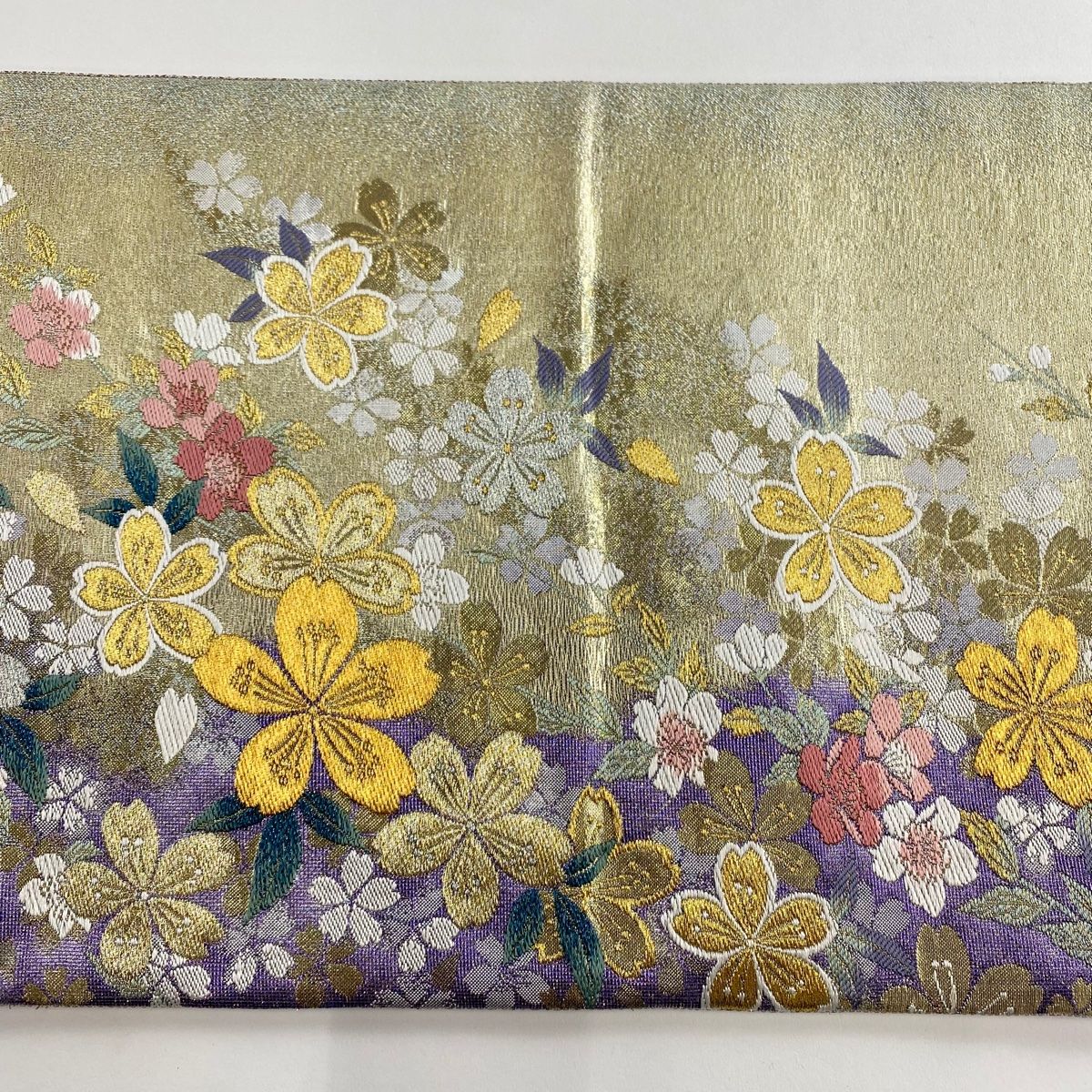 美品】 袋帯 秀品 桜 花びら 金銀糸 箔 紫 六通 正絹 【中古】 - メルカリ