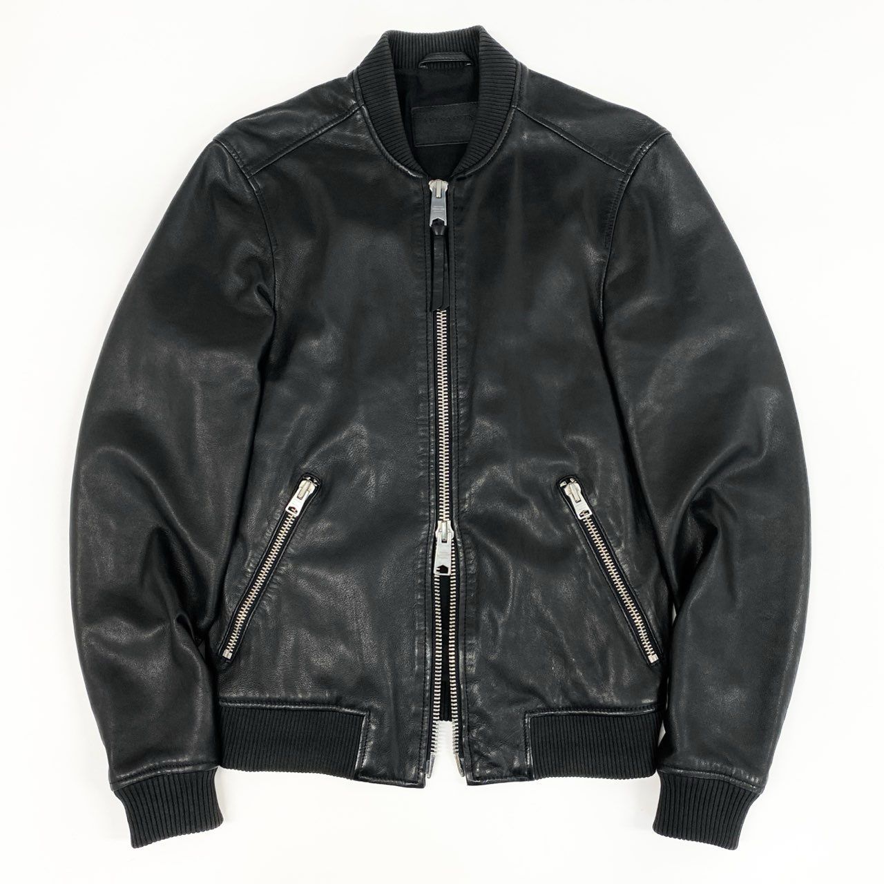 All Saints ラムレザー ダブルライダースジャケット　ブラック　UK6 All Saints - オールセインツ 羊革 レザー ダブルライダースジャケット