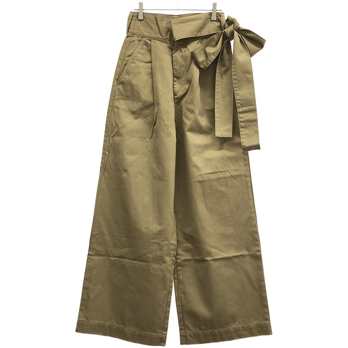 nowos ノーウォス 18AW high waist ribbon chino pants ハイウエストリボンチノパンツ 4606005279 ベージュ M