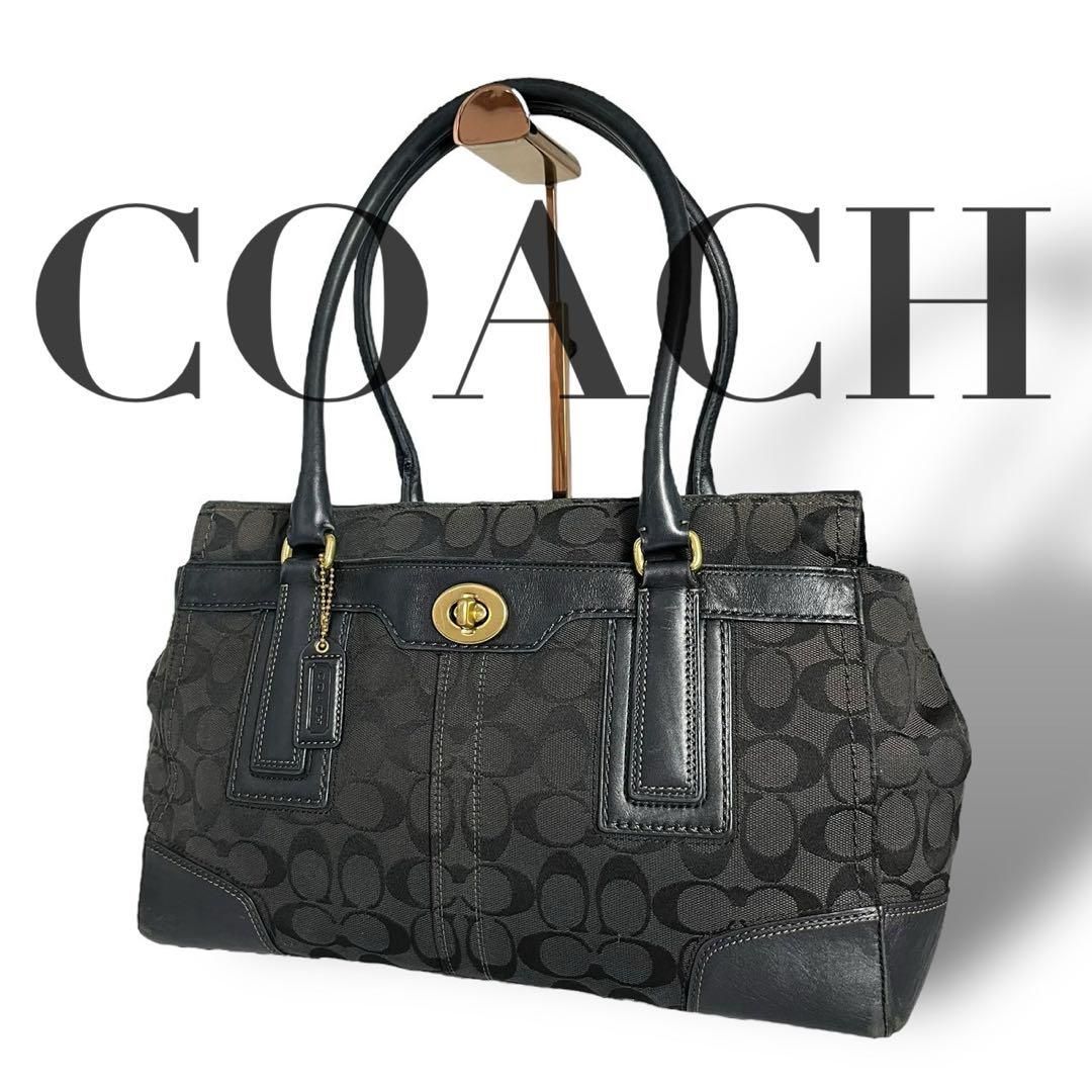 4994 COACH コーチ ハンドバッグ シグネチャー レザー ブラック