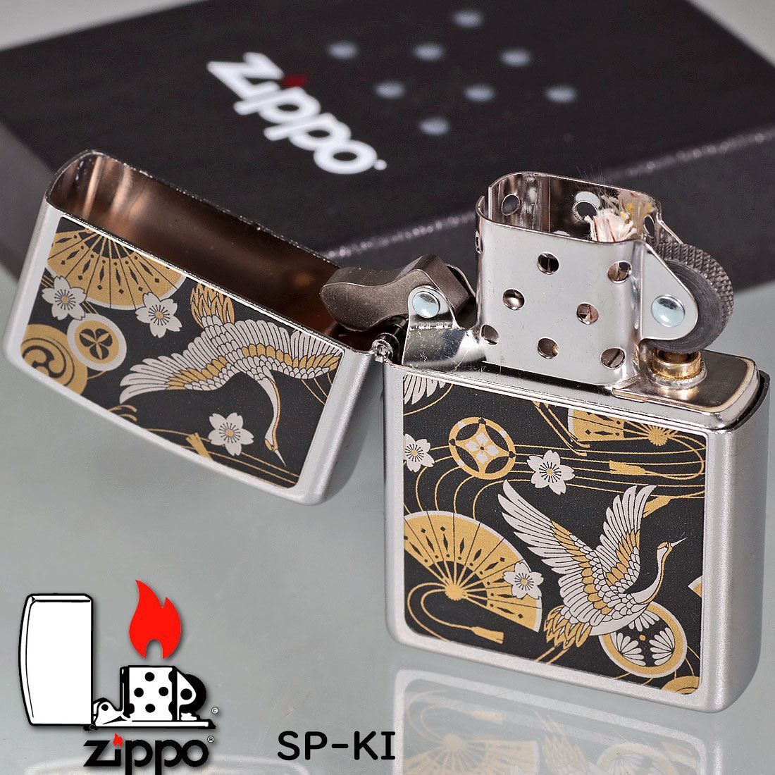 zippo(ジッポーライター)ZIPPO 和柄シリーズ 鶴2 サテンクローム