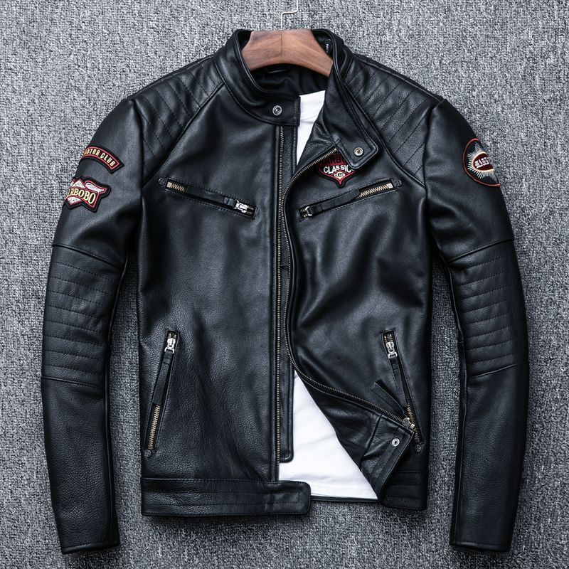 シングルライダース レザージャケット ライダースジャケット 本革 革ジャン カウハイド S-M L XL 2XL 3XL 4XLサイズ選択 バイクレザー 機関車 メンズファッション