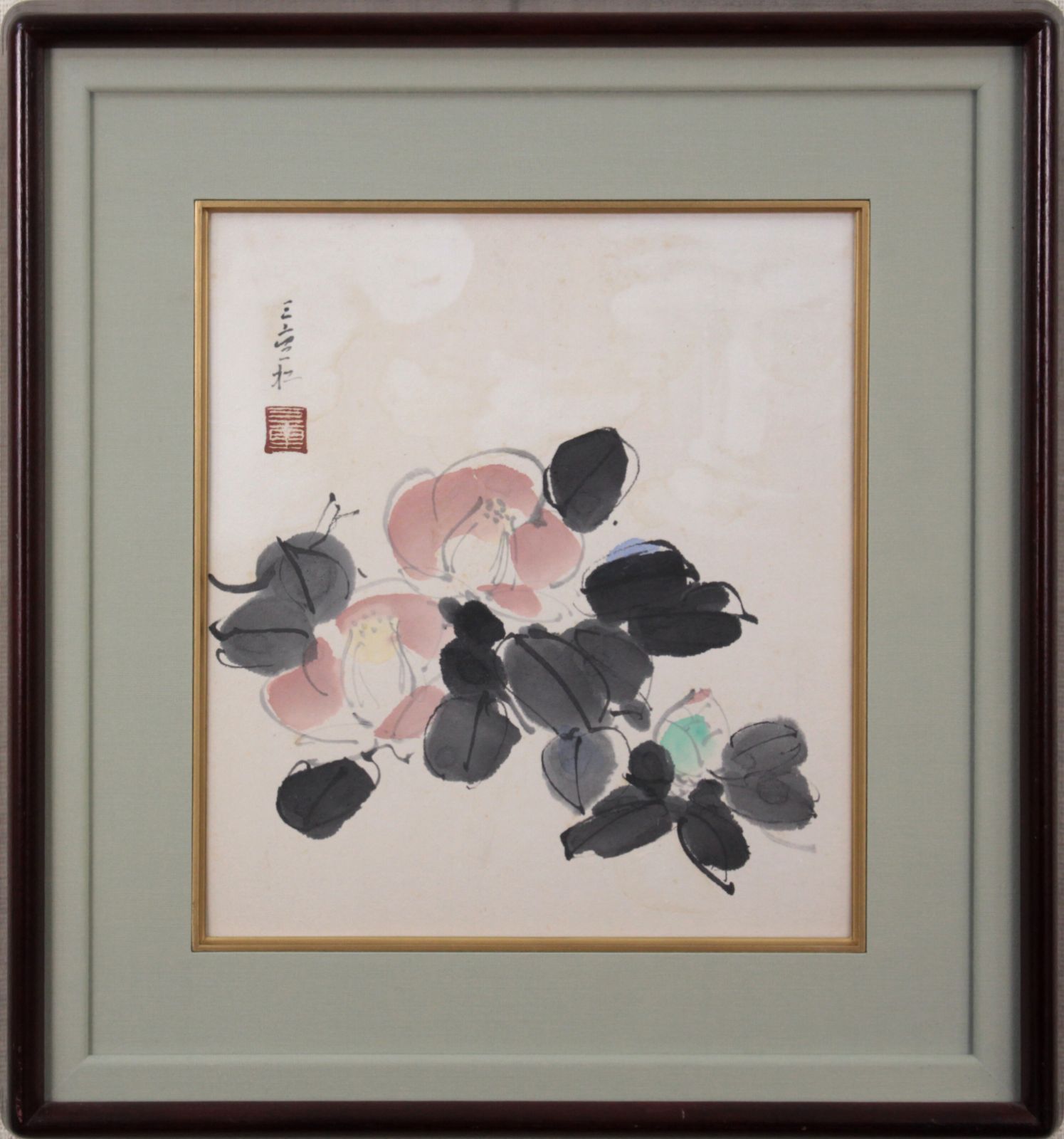 田辺三重松『椿』水彩画【真作保証】 絵画 - 北海道画廊 - メルカリ