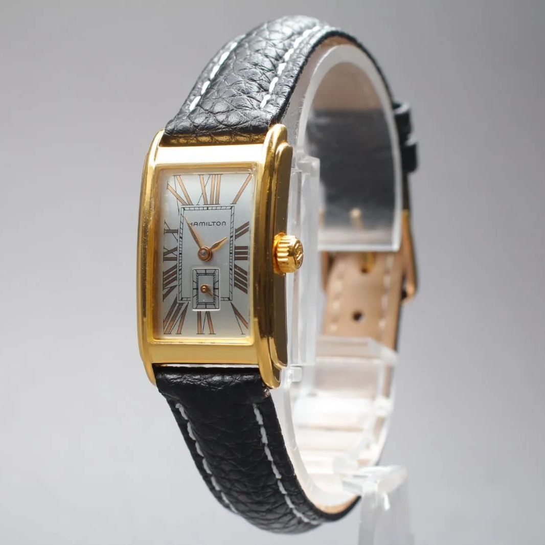 92【稼働 新品ベルト】HAMILTON Ardmore 6266 Roman Dial Gold