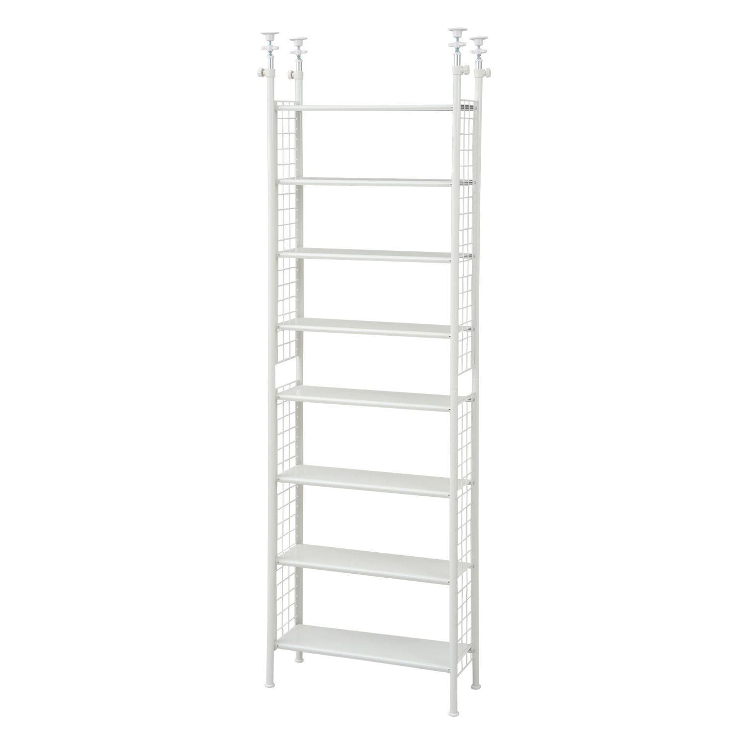 新着商品 フリーラック 突っ張り スリム 幅63×奥行25×高さ209-282cm 棚板耐荷重10kg 棚板の高さが変えられる 山善 YAMAZEN 壁面収納 本棚 組立品 ホワイト STR-608 WH|WH