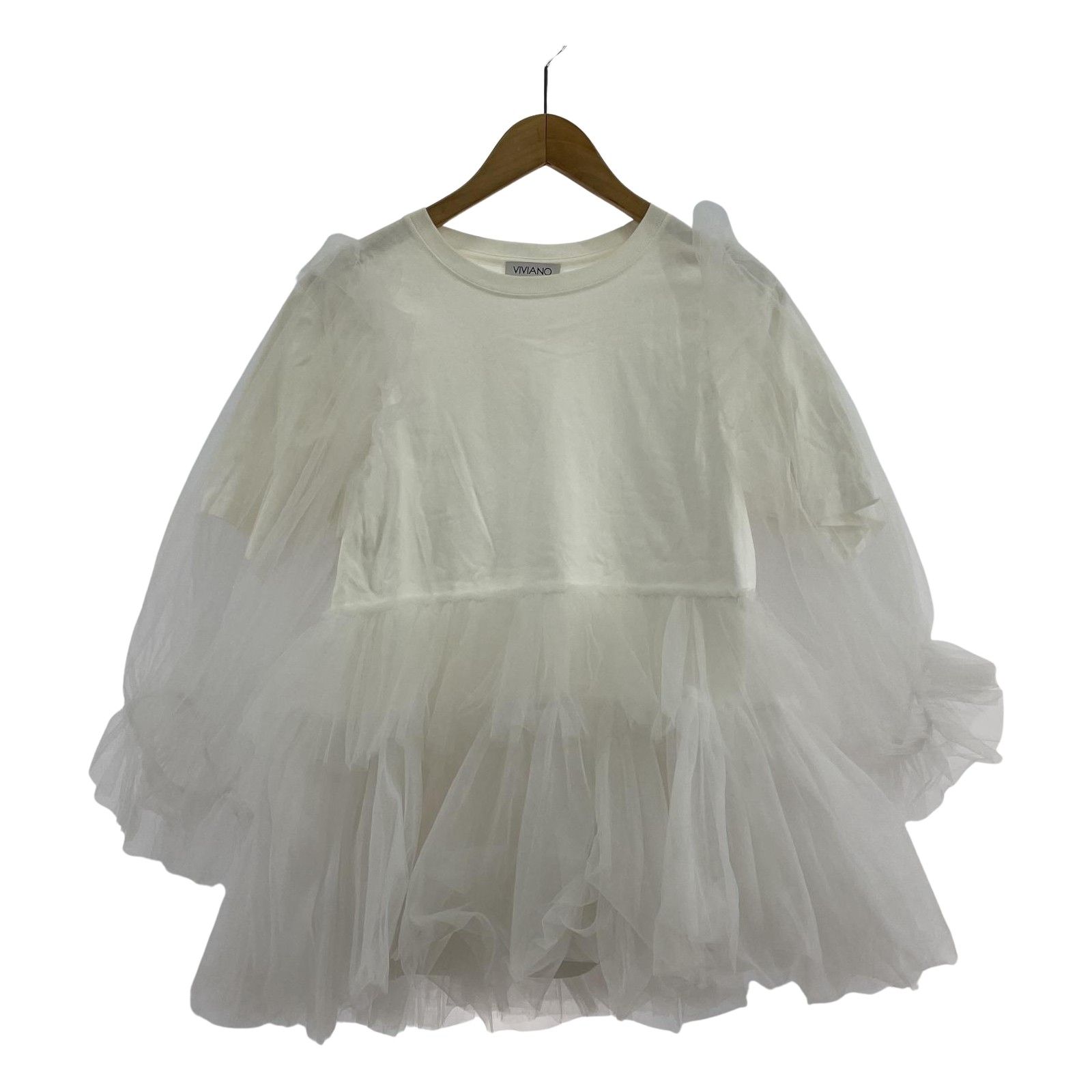 VIVIANO|TULLE LAYERED PUFF SLEEVE T SHIRT|M|VS-SS23-CS06