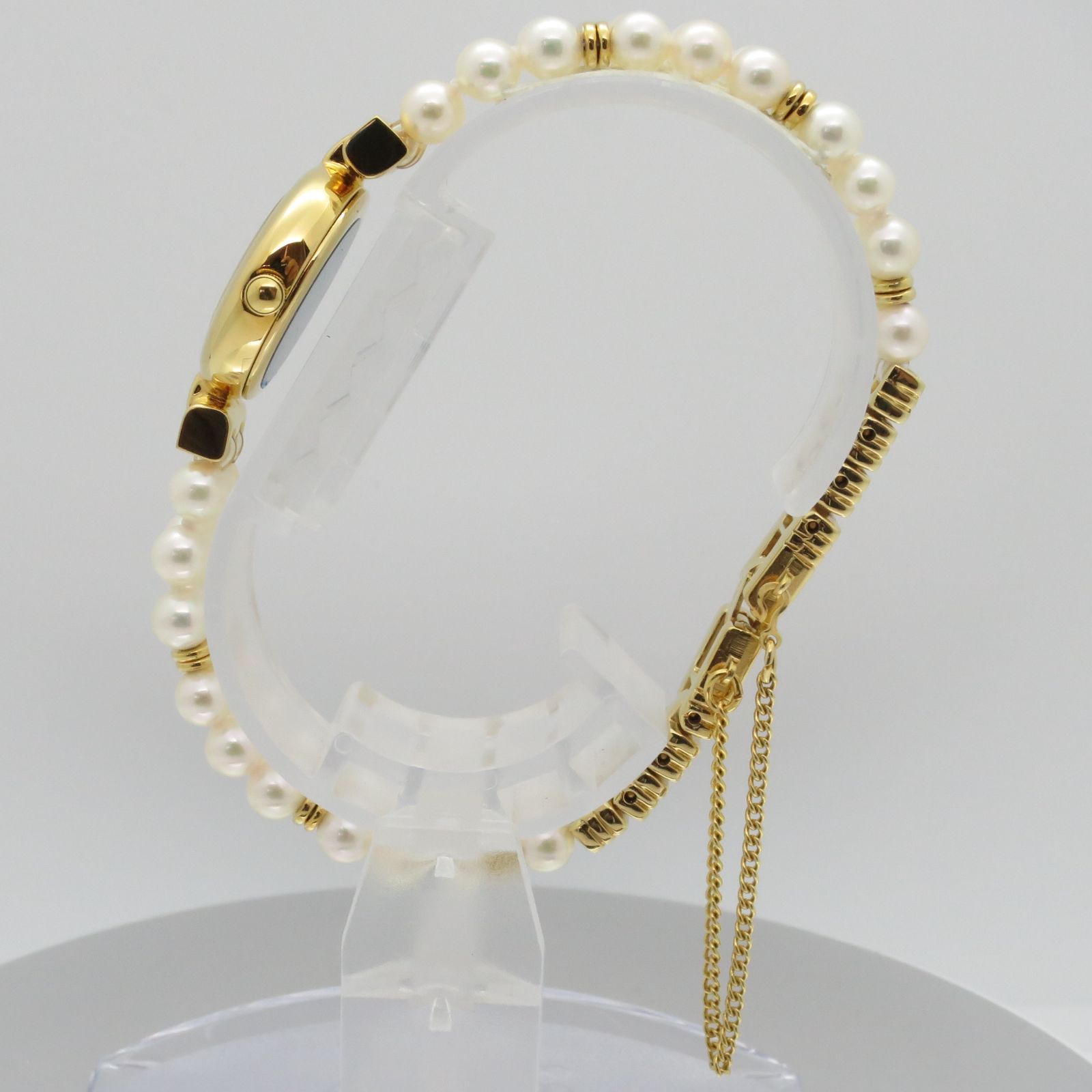 MIKIMOTO JAL機内販売 2連パール ブレスレットウォッチ 腕時計 新品電池】ミキモト JAL機内販売 2連パール ブレスレット