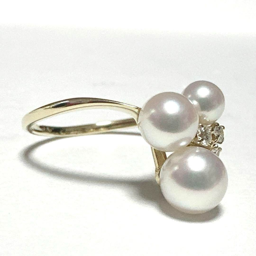極美品 MIKIMOTO ミキモト 指輪 リング K18 パール ダイヤモンド 