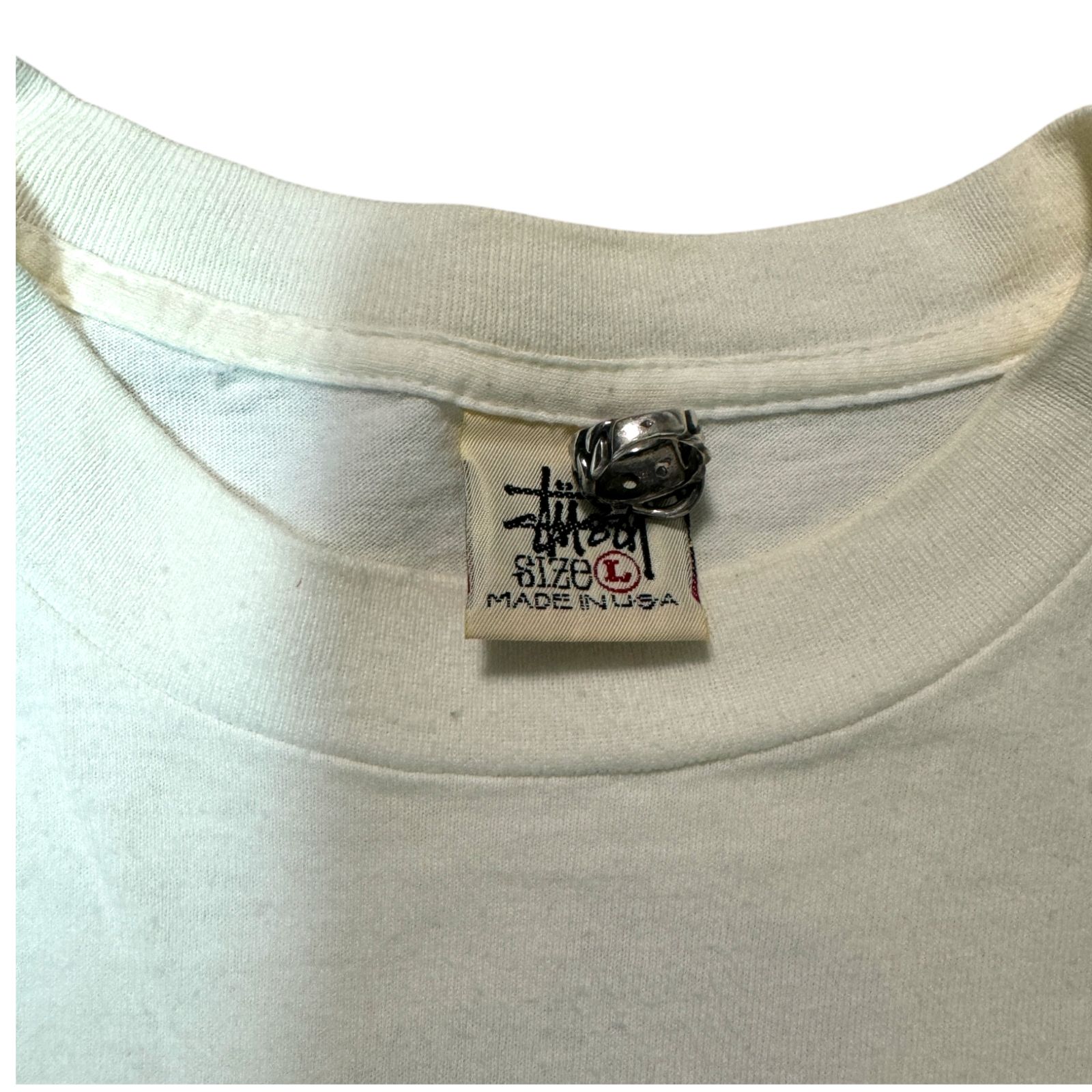 90s old stussy シャドーマン プリント 長袖Tシャツ Lサイズ フェード 