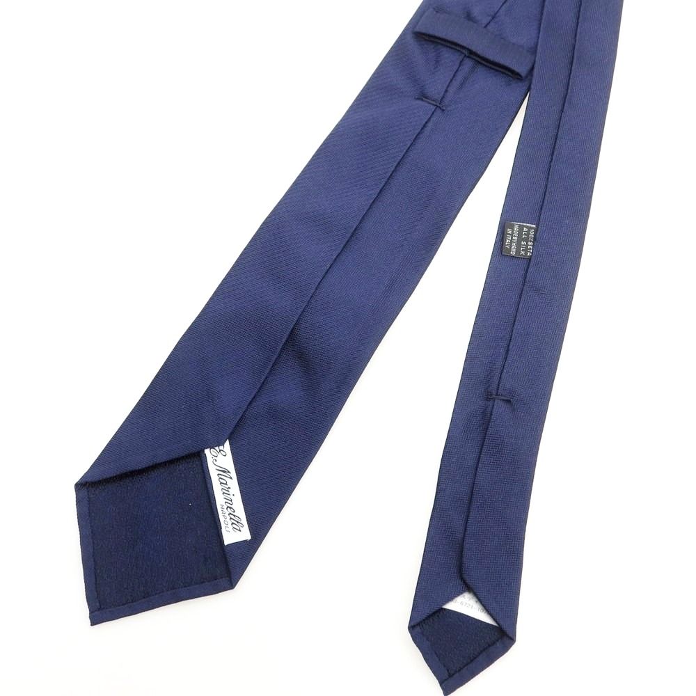 未使用 マリネッラ セッテピエゲ ネイビー ネクタイ TOKYO MIDTOWN／TIES】セッテピエゲ(7つ折り)仕様のネイビー小紋