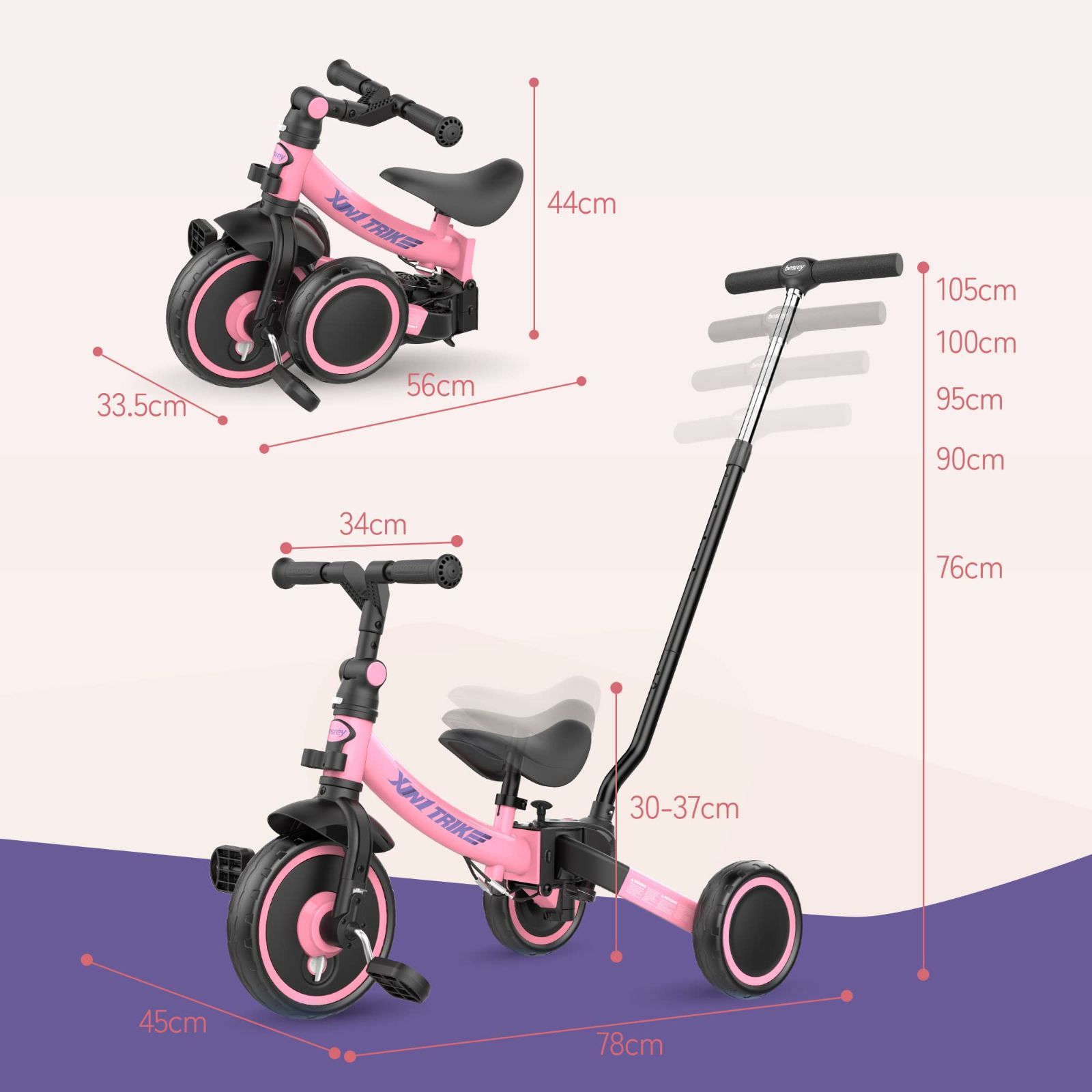 子供用三輪車 XIN1 三輪車/かじとり/ランニングバイク/手押し棒 1-5歳 おもちゃ・趣味 besrey 子供用三輪車 XIN1 三輪車 かじとり