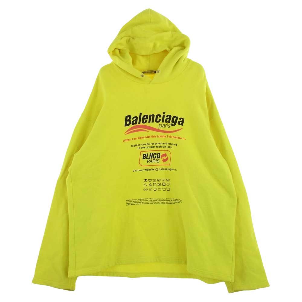 BALENCIAGA バレンシアガ パーカー 661711 BLNCG ロゴプリント プルオーバー フーディ パーカー イエロー系【中古】