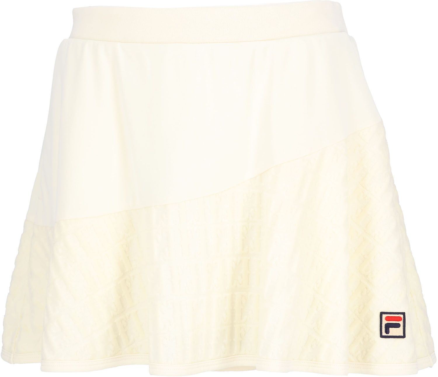 発送日は7です。 フィラ FILA テニス スコート レディース ウィメンズ 女性 大人 スカート ボトムス ウェア ロゴ ワンポイント ベロアジャガード アシンメトリー シック 部活動 クラブ スクール EL0252 34Z アイボリー