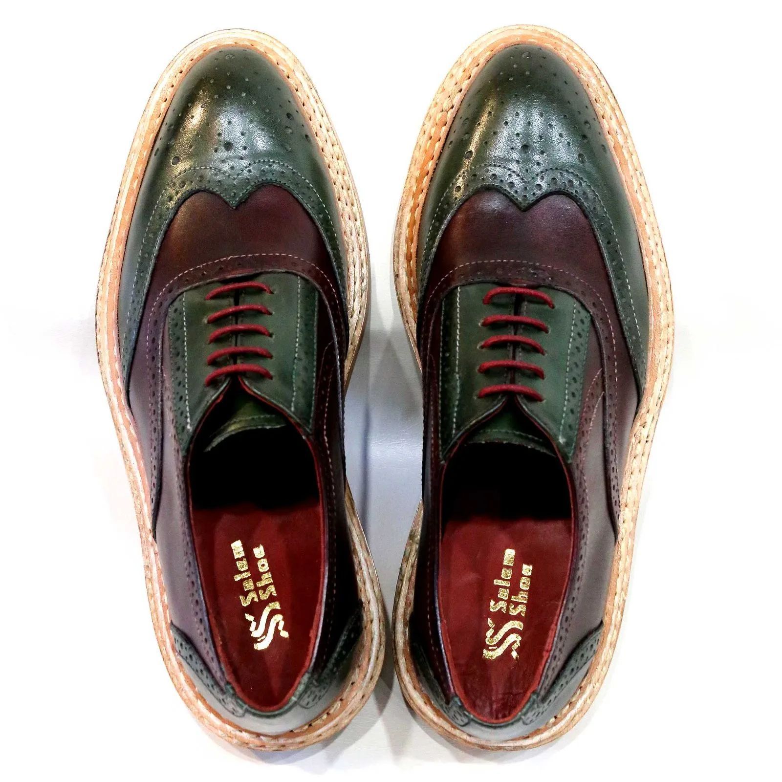 【Salem Shoe】グリーン＆ワインカラー トリプルステッチソール West Virginia