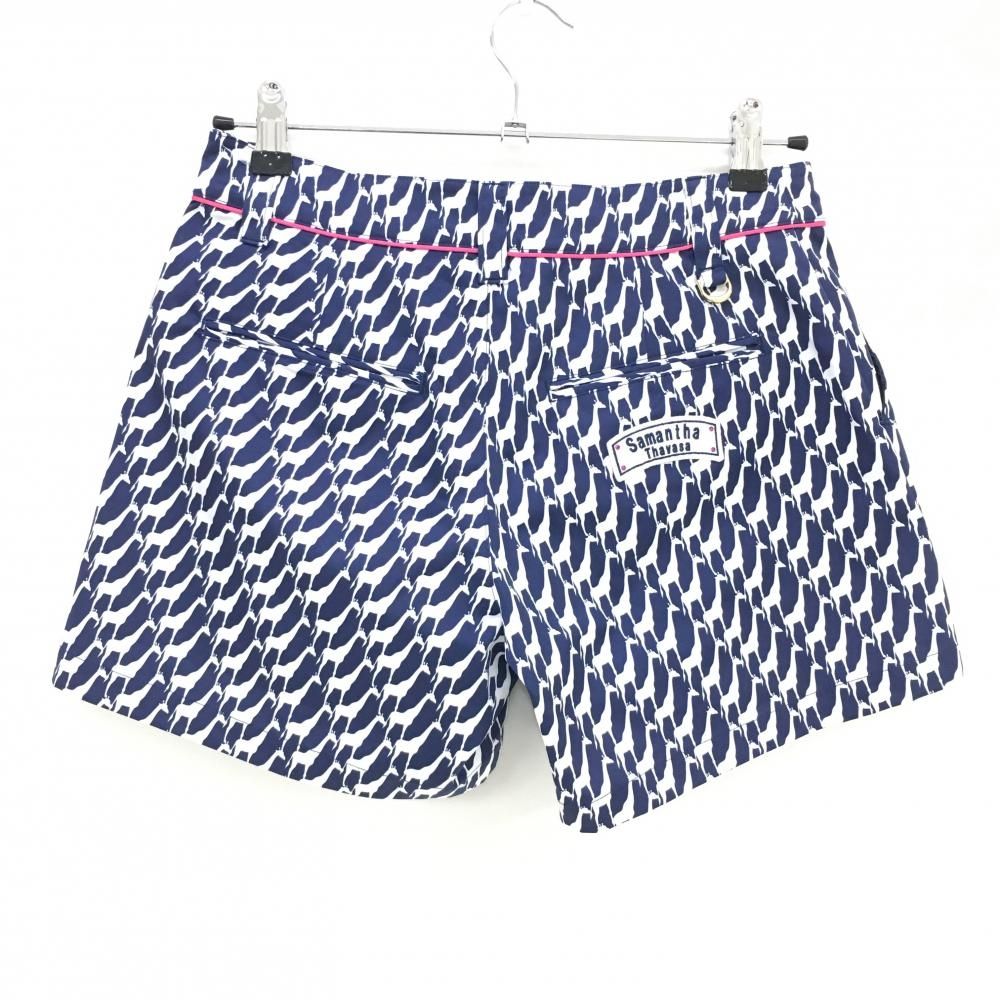 美品】サマンサタバサNo.7 ショートパンツ ネイビー×白 キリン総 美品】サマンサタバサNo.7 ショートパンツ ネイビー×白 キリン総