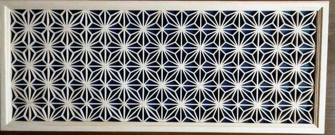 40 麻の葉組子 アクリル板入り2枚一組 木製額縁