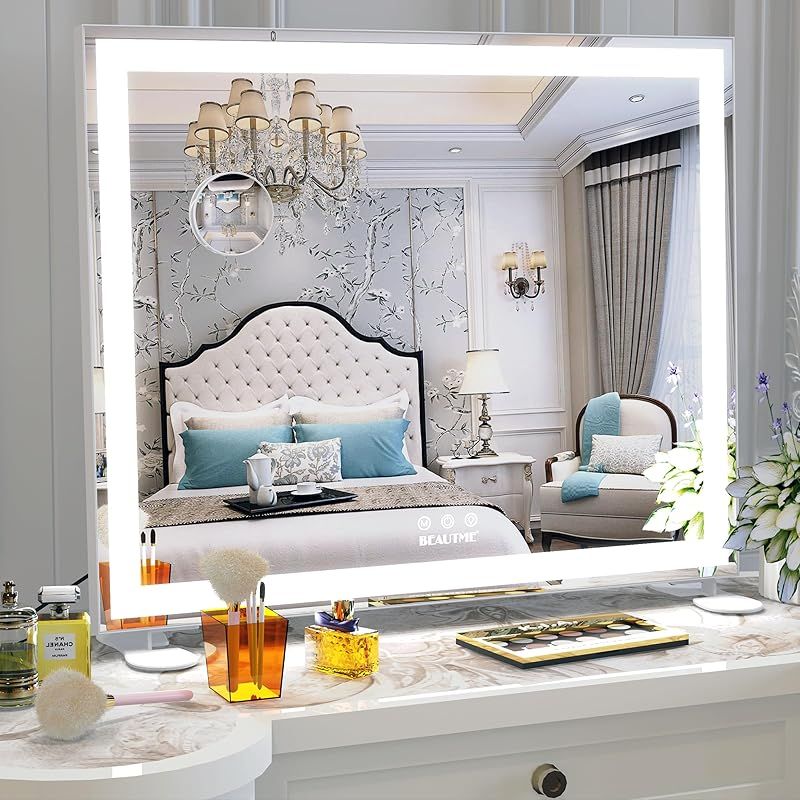 女優ミラー❤️ハリウッドミラー HALUMAO⭐️3色照明モード 11個LED電球付