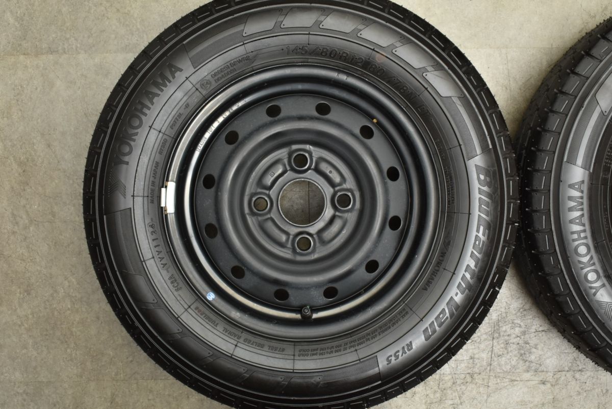 製 新車外し スズキ エブリィ ワゴン 純正 12in 4.00B 45 PCD100 ブルーアース バン RY55 145 80R12 80 78N LT バリ溝 交換用