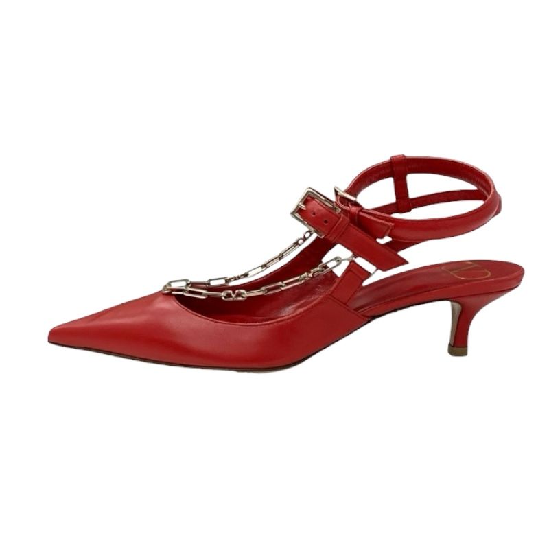 VALENTINO レッド アンクルストラップ パンプス