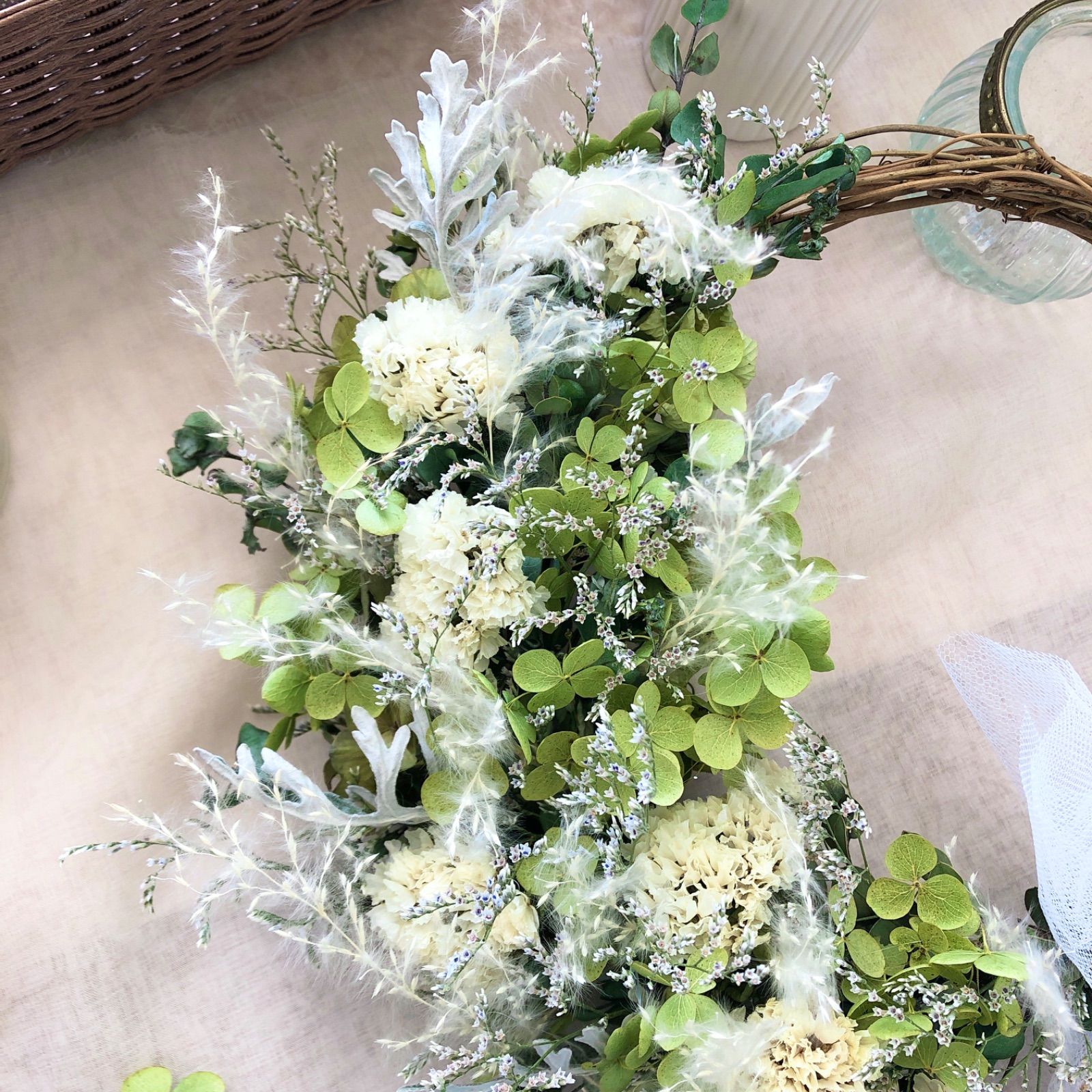 ＊Natural＊アナベルとホワイトリース＊ドライフラワーリース cadc2695063c20f1d253d8c62eebfa