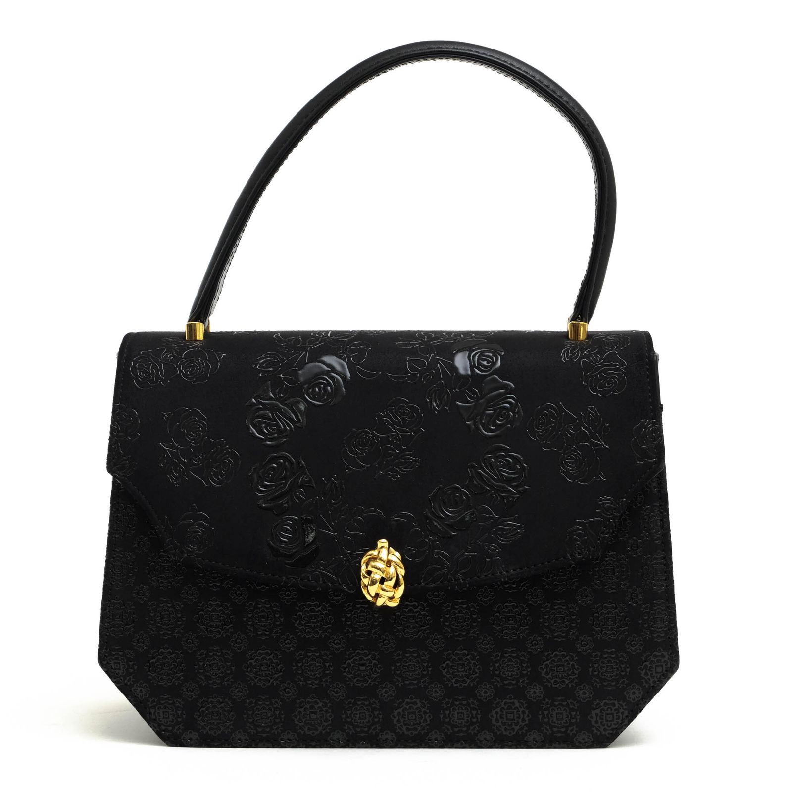 インデンヤ 印傳屋 ハンドバッグ - レザー×漆 黒 バッグ 印傳屋