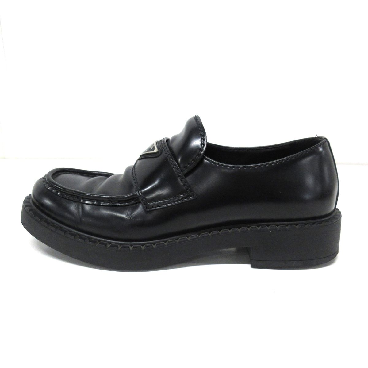 PRADA ブラックレザー ローファー　10736E 37 1/2 楽天市場】プラダ ローファー オックスフォード ブラッシュドレザー