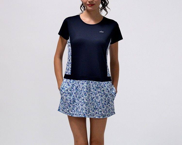 prince プリンス レディース ウィメンズ テニス ワンピース 吸水速乾 UPF50 リサイクル 制電 ソフトメッシュドライ 素材 ネイビー WS5403-127