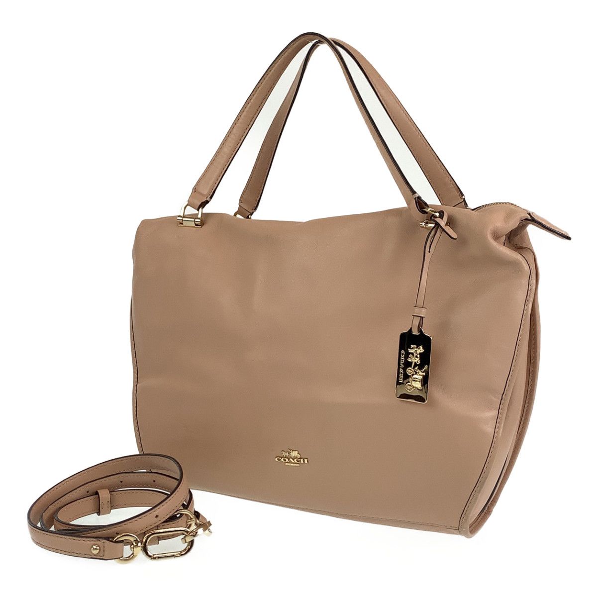 (美品) COACH コーチ サッチェル ブラックレザー シルバー金具 コーチ COACH ローワン サッチェル ハンドバッグ （シルバー